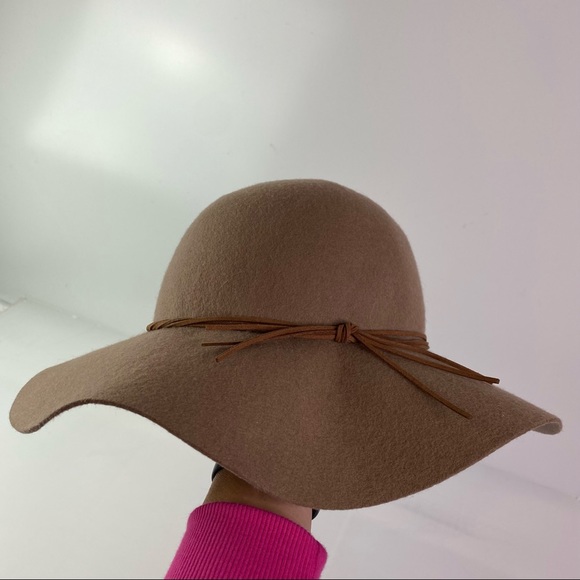 Tan Wool Floppy Hat with Leather Tie - Picture 5 of 5